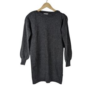 Madewell Womens XS Gray Merino Wool Knit Button Crew Long Sleeves Sweaterdress